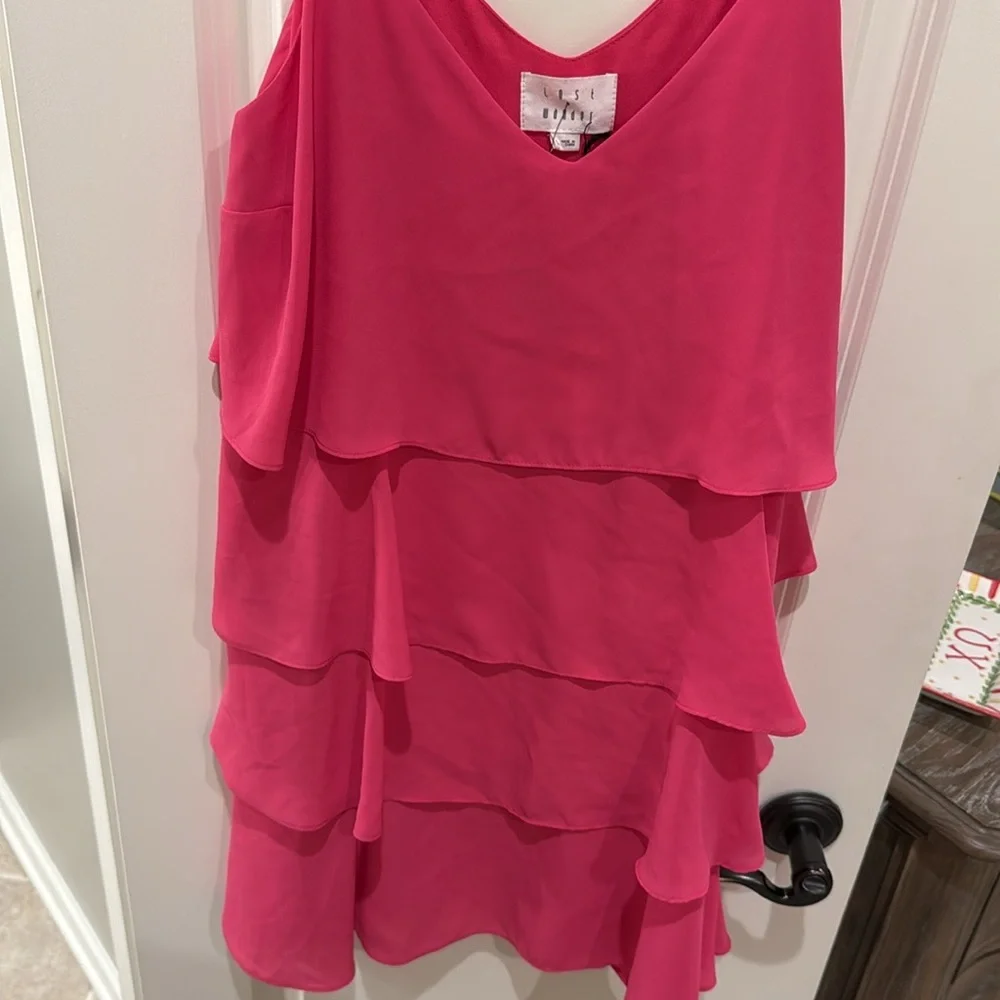 Pink Ruffled Tier Cocktail Dress - Picture 4 of 7